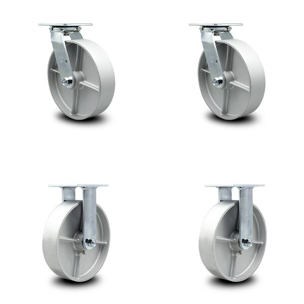 Service Caster 8 Inch Semi Steel Caster Set with Ball Bearings 2 Swivel 2 Rigid SCC-30CS820-SSB-2-R820-2 - main